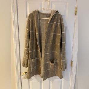 Cyrus Hooded Open Cardigan, beige/white size L
